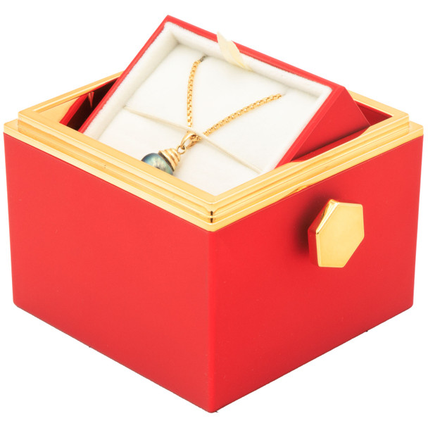 Rotating Rose Jewelry Box Gift Set with Velvet Insert, Outer Box & Matching Tote Bag