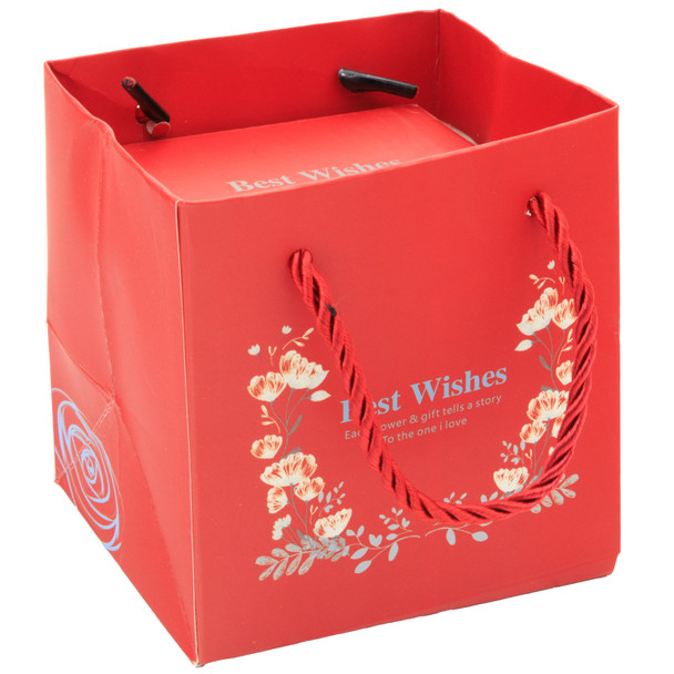 Rotating Rose Jewelry Box Gift Set with Velvet Insert, Outer Box & Matching Tote Bag