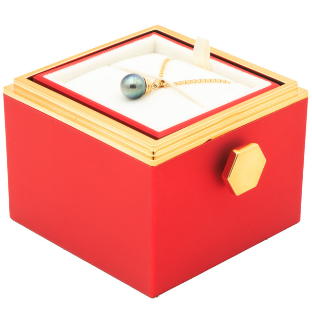 Rotating Rose Jewelry Box Gift Set with Velvet Insert, Outer Box & Matching Tote Bag