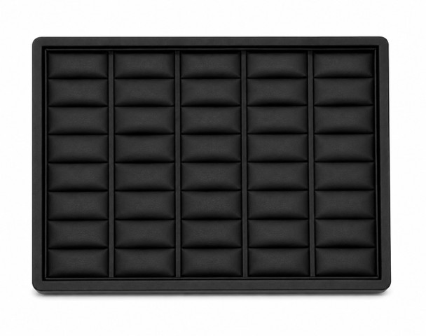 Black Faux Leather Stackable Ring Display Tray – Holds 20 Rings - 8 7/8" x 7 1/8"