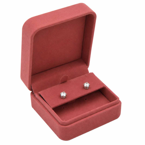 Dusty Rose Microfiber Earring Jewelry Box with Outer Packer