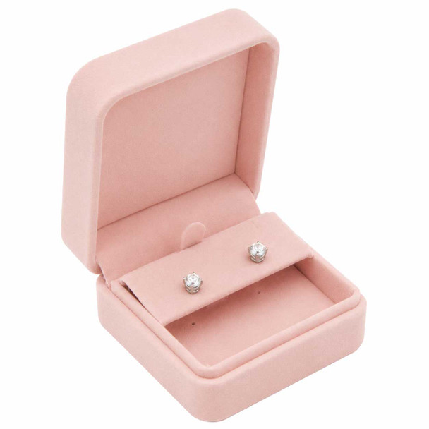 Blush Pink Luxury Microfiber Earring Jewelry Box with Outer Packer