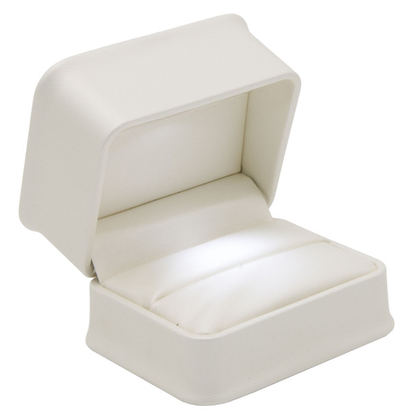 Luna Lux Pearl White LED Double Ring Wedding Set Box