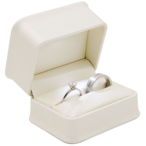 Luna Lux Pearl White LED Double Ring Wedding Set Box