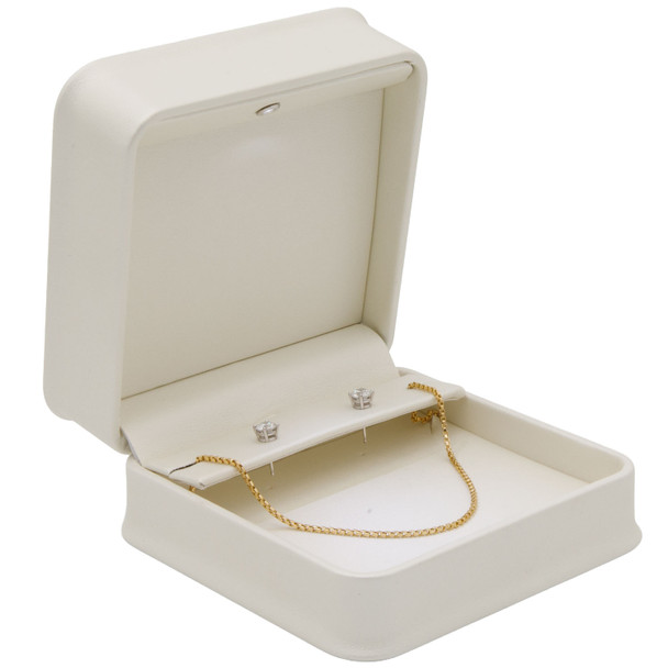 Luna Lux Pearl White LED Earring & Small Necklace Box with Reversible Insert