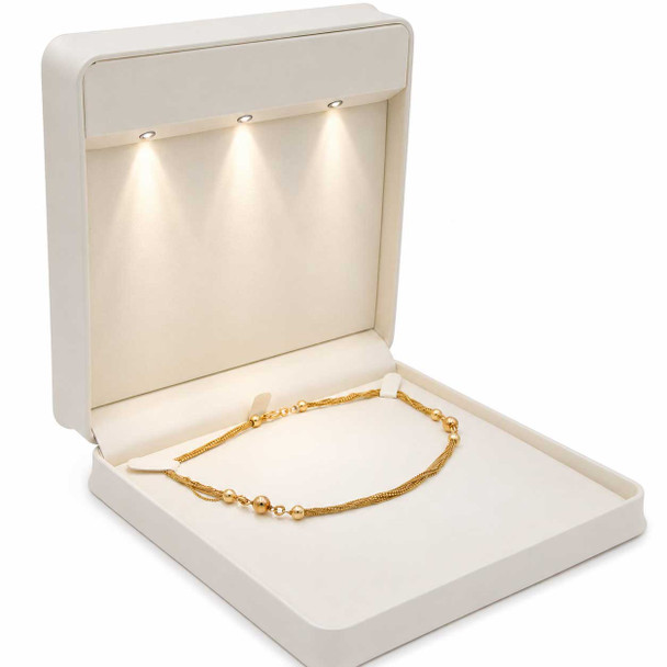 Luna Lux Pearl White LED Large Necklace Jewelry Box