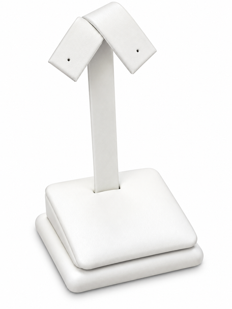 White Faux Leather Single-Pair Earring Display Stand (F35-22-W)