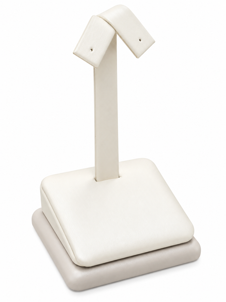 Beige Earring Display Stand with Luna Faux Leather Trim (F35-22-E78)