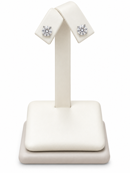 Beige Earring Display Stand with Luna Faux Leather Trim (F35-22-E78)
