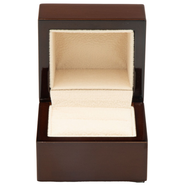 Glossy Kona Wood Ring Box with Beige Velvet Interior - WR3-64