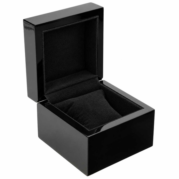 Glossy Blackwood Watch Box with Black Velvet Pillow - WW8-BK