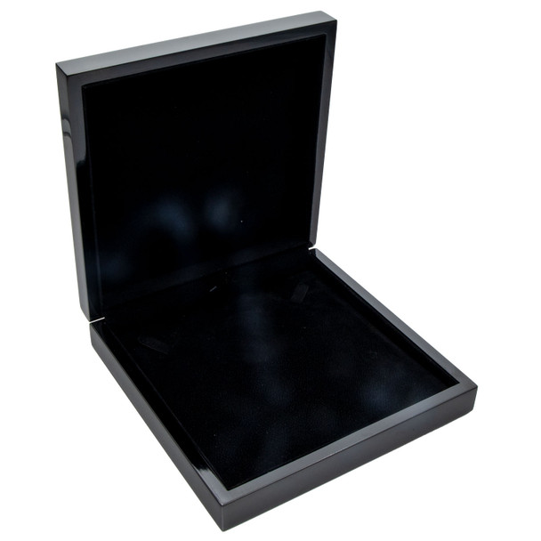 Glossy Blackwood Necklace Box with Black Velvet Interior - WN10-BK