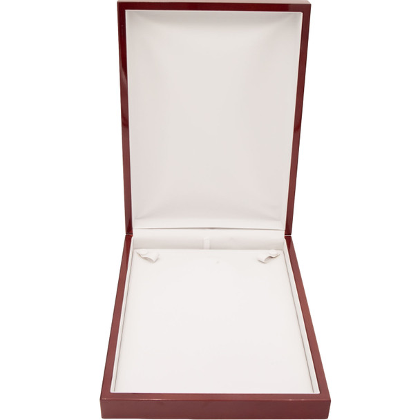 Large Glossy Rosewood Necklace Box with White Faux Leather Interior - WN11-RW