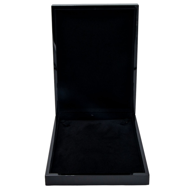 Large Glossy Blackwood Necklace Box with Black Velvet Interior - WN11-BK