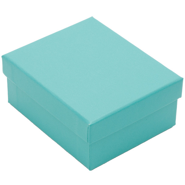 Teal Blue Earring & Pendant Box with White Velvet Interior & Matching Packer - AE7-TB