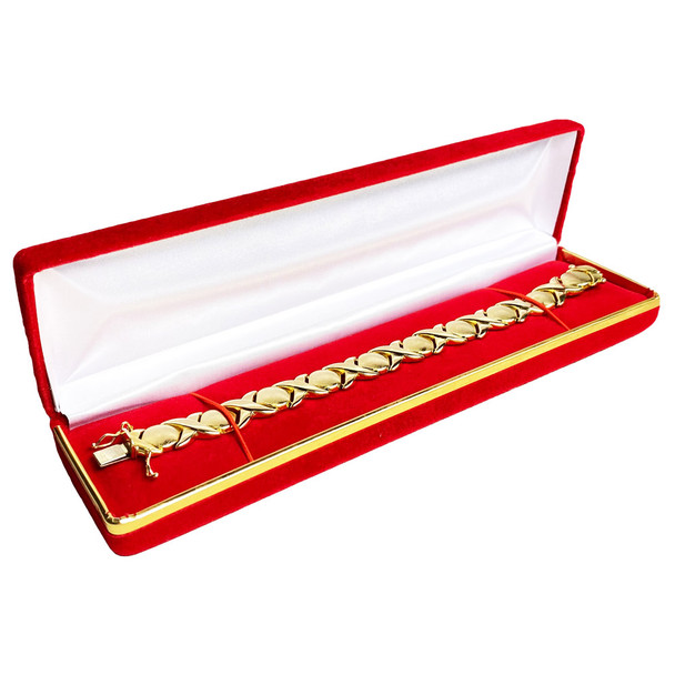 Velvet Bracelet Box with Gold Trim, 8” x 2” x 1 1/8” Choose from various Color