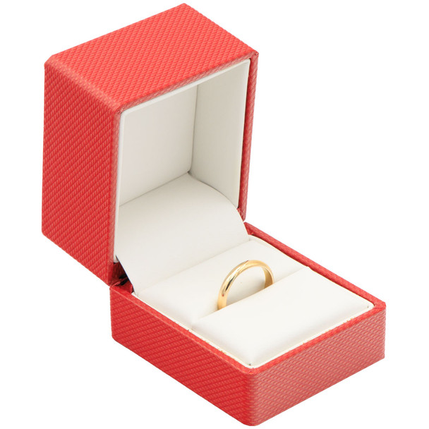 Red Ring Jewelry Box with Ribbon Packer – Elegant Single Ring Gift Box (JFR3-Color)