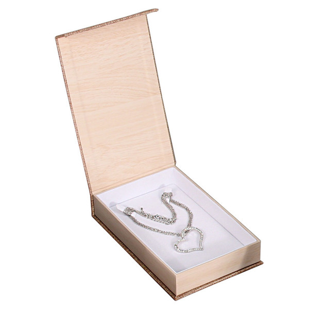 Burlap Magnetic Necklace Box 4.62" x 7.50" x 1.37"H (PJ7V-N3)