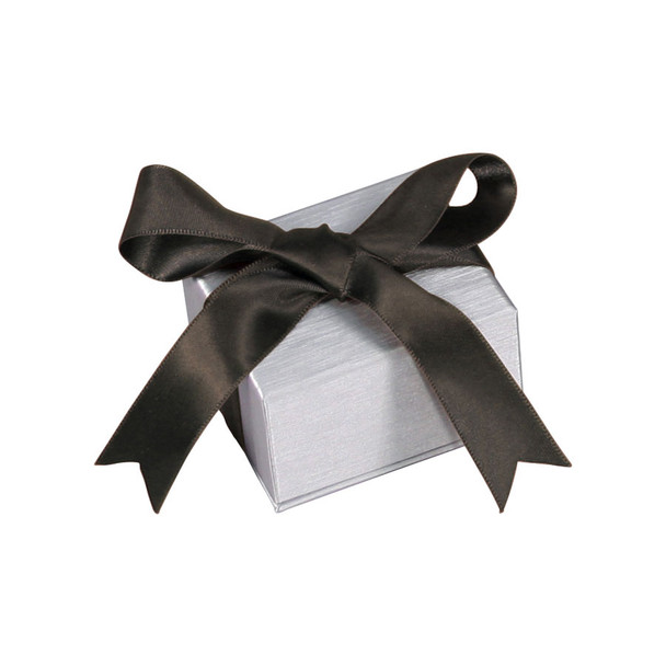 Steel Grey Ring Box with Ribbon 2.5" x 2.25" x 1.5"H (PLR3-P22) *Price for 12pcs*