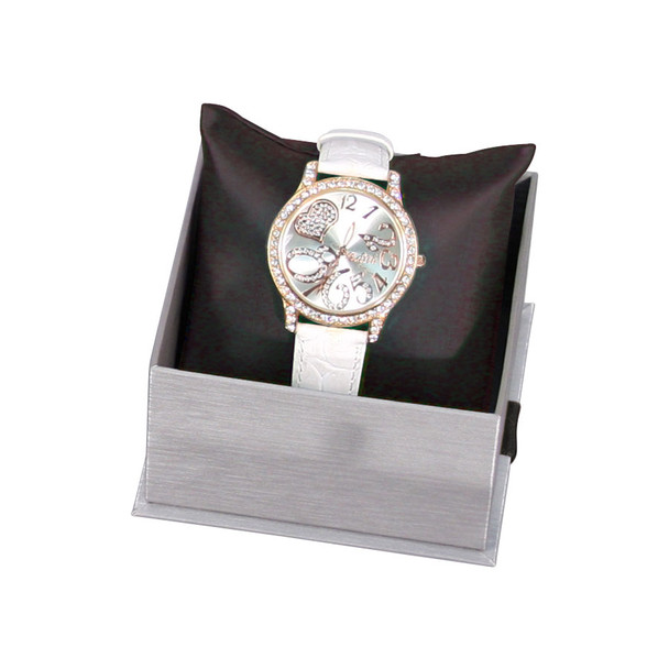 Steel Grey Watch Pillow Box with Ribbon 3.6" x 3.6" x 2.75"H (PLW8-P22) *Price for 12pcs*