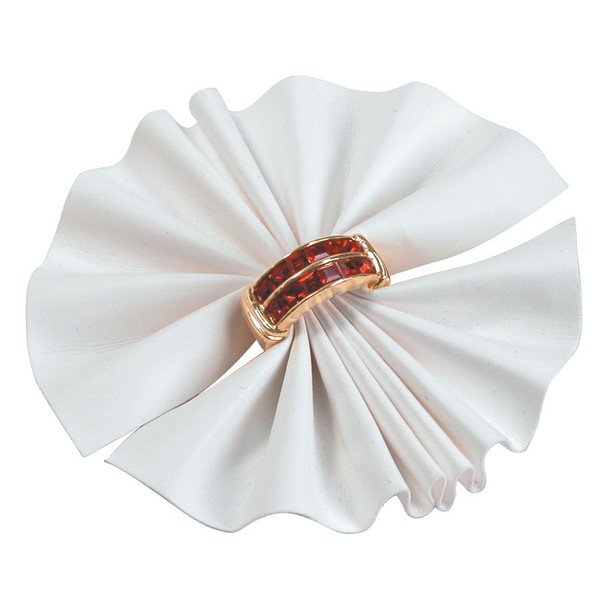 White Faux Leather Ring Fan Display 1=10pcs.