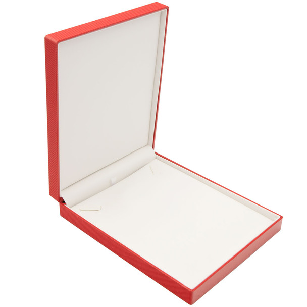 Red Necklace Jewelry Box with Ribbon Packer – Elegant Necklace Gift Box (JFN12-RD)