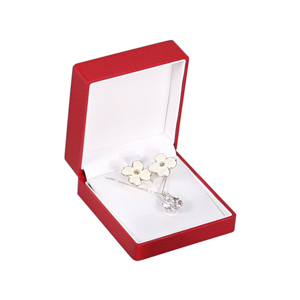 Premium Ribbon Earring Pendant Combination Box, Choose from various Colors. 3.25" x 3.5" x 1.5"H (JFC6-Color)