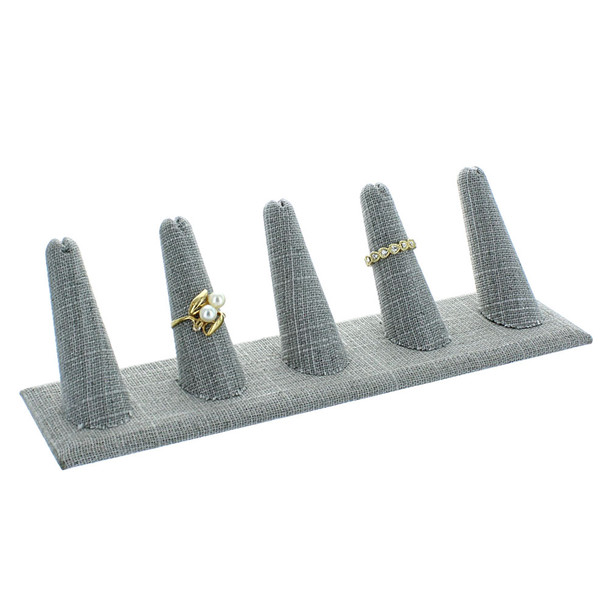 5-Finger Linen Ring Display, 8" x 2 1/8" x 2 1/2" H