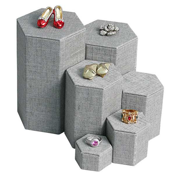 6 pc. Hexagon Stacking Riser Set, 2"- 4" diag. x 1 1/4"- 6 1/4"H, 5 COLORS