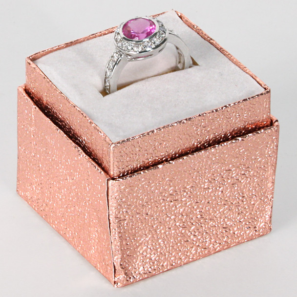 Ring Box, 1 3/4" x 1 3/4" x 1 5/8"H, Rose Gold Foil