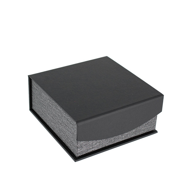 Metallic Mesh Grey Magnetic Earring/Pendant Box,2 3/4" x 3 1/4" x 1 3/8"H