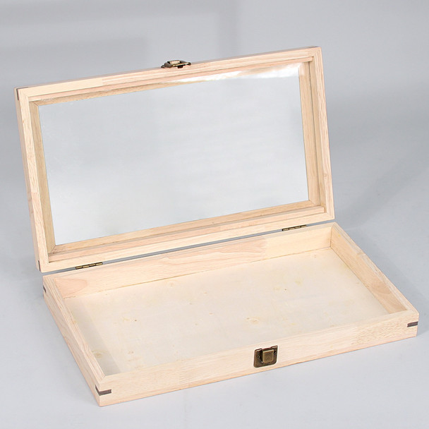 Glass wood Case, 15 1/8" x 8 3/8" x 2 1/4"H