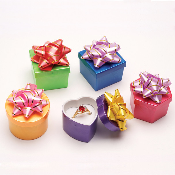 Ring Hat Box Shiny Bright Mixed Colors (3455HB) Price for 48 Pieces