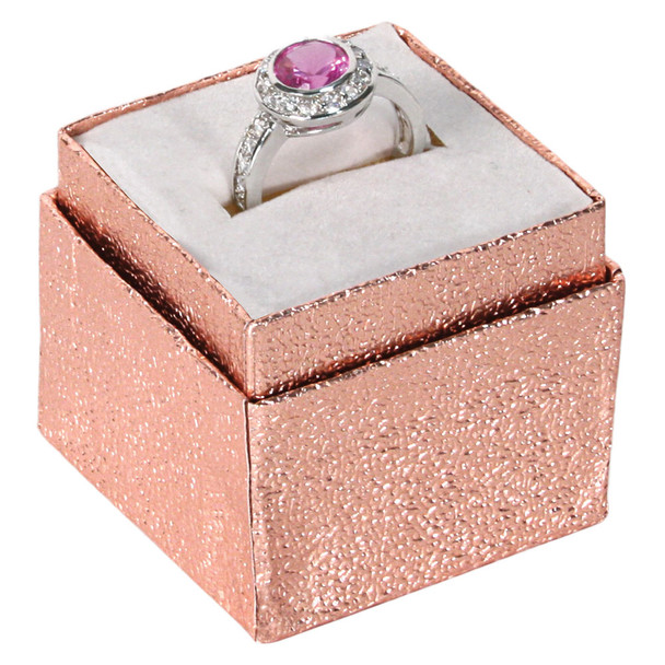 Rose Gold Foil Ring Box, 1 3/4" x 1 3/4" x 1 5/8"H, Price for 100 Pieces.