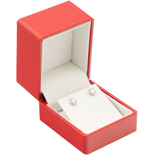 Red Earring Jewelry Box with Ribbon Packer – Elegant Earring Gift Box (JFE3-RD)