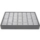 Steel Grey and Black Faux Leather Ring Display Tray with 35 Cushioned Slots