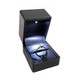 Lighted Ring Box with Sleek Black Finish and Ribboned Packer Included