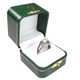 Antique Golden Latch Green Leatherette Ring Box, 2" x 2.12" x 1.75"H (JT3R-GN)