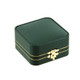 Antique Golden Latch Green Leatherette Double Ring Box, 2.87" x 2" x 1.5"H (JT5R-GN)