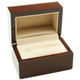 Glossy Kona Double Ring Box w/ Tan Faux Suede, 3” x 2” x 2 1/4”H (RWR5-64)