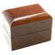 Glossy Kona Double Ring Box w/ Tan Faux Suede, 3” x 2” x 2 1/4”H (RWR5-64)