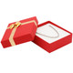Red Earring Pendant Box with a Shiny Gold Bow Tie - 24 Pieces Per Pack
