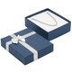 Navy Blue Earring Pendant Box with a Shiny Silver Bow Tie - 24 Pieces Per Pack