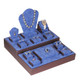 35-Piece Display Set in Blue Faux Suede with Steel Brown 44 1/4"W x 16 1/2"D x 10 3/4"H, (SET55-W83)