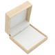 Wood Finish Padded Burlap Inset Top Necklace / Pendant Box 3.5" x 3.5" x 1.5"H