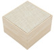 Wood Finish Padded Burlap Inset Top Watch Pillow Box 4.5" x 4.25" x 2.75"H (JU9W-N3)