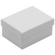 Double Ring Box in White Shimmer Satin and Paradiso 3.12" x 2..37" x 1.5"H
