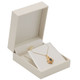 Earring Pendant Box with White Shimmer Satin and Paradiso  2.75" x 3.12" x 1.25"H