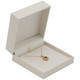 Pendant Necklace Box with White Shimmer Satin and Paradiso 3.5" x 3.5" x 1.5"H