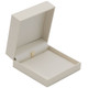 Pendant Necklace Box with White Shimmer Satin and Paradiso 3.5" x 3.5" x 1.5"H